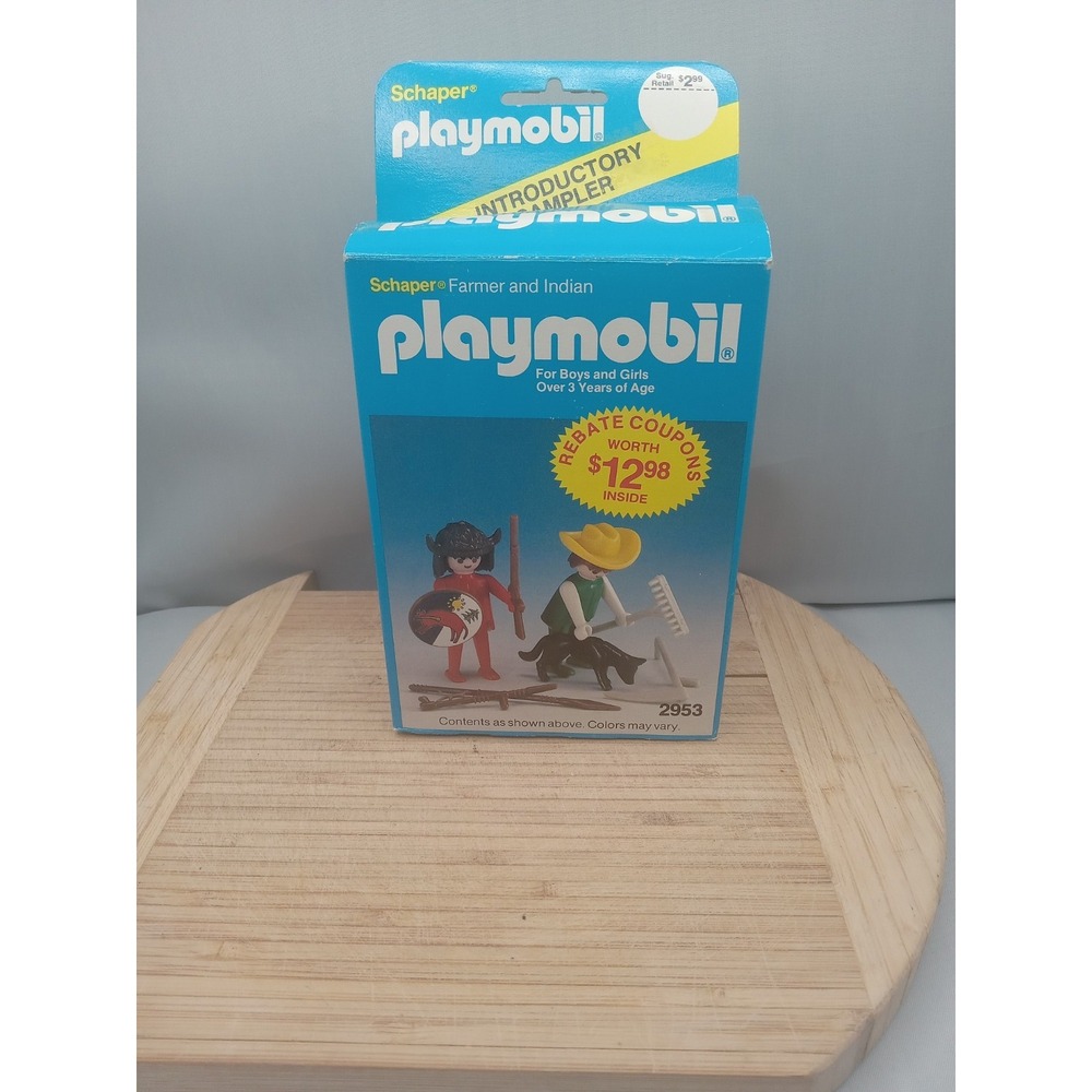 Vintage Playmobil 80's Set‎ Farmer & Indian w/ Accessories #2853